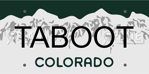 TABOOT Colorado License Plate