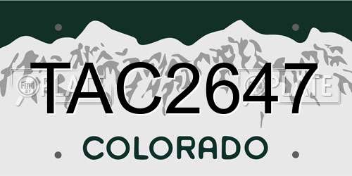TAC2647 Colorado License Plate
