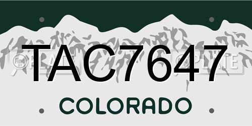 TAC7647 Colorado License Plate