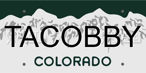 TACOBBY Colorado License Plate