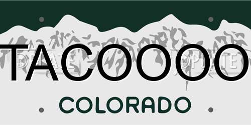 TACOOOO Colorado License Plate