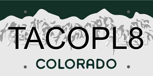 TACOPL8 Colorado License Plate