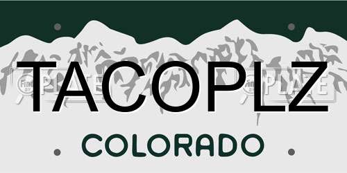 TACOPLZ Colorado License Plate