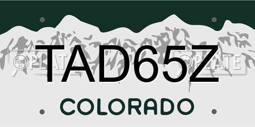 TAD65Z Colorado License Plate