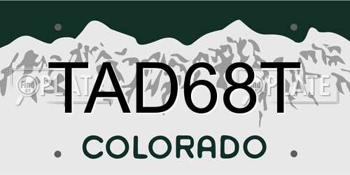 TAD68T Colorado License Plate