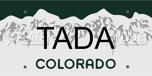 TADA Colorado License Plate