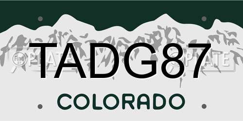 TADG87 Colorado License Plate