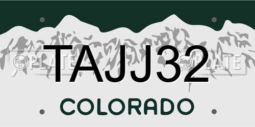 TAJJ32 Colorado License Plate