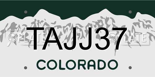 TAJJ37 Colorado License Plate