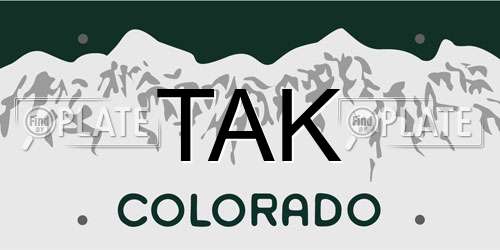 TAK Colorado License Plate