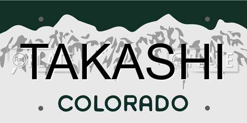 TAKASHI Colorado License Plate