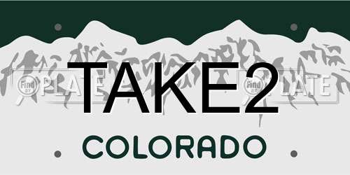 TAKE2 Colorado License Plate
