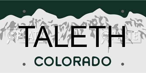 TALETH Colorado License Plate