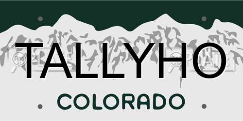 TALLYHO Colorado License Plate