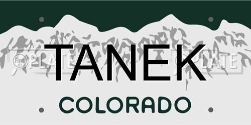 TANEK Colorado License Plate