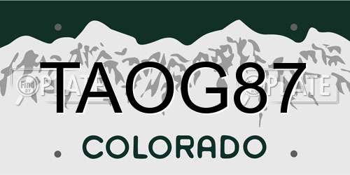 TAOG87 Colorado License Plate