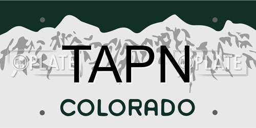 TAPN Colorado License Plate