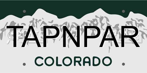 TAPNPAR Colorado License Plate