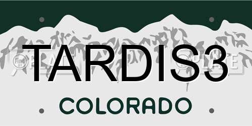 TARDIS3 Colorado License Plate