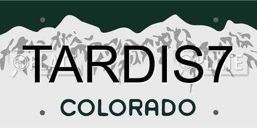 TARDIS7 Colorado License Plate