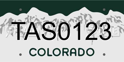 TAS0123 Colorado License Plate