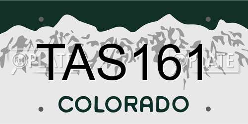 TAS161 Colorado License Plate