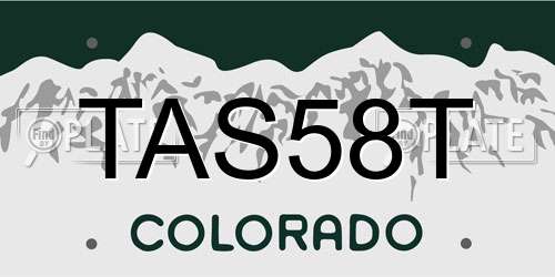 TAS58T Colorado License Plate