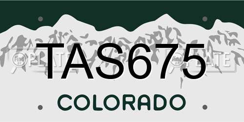 TAS675 Colorado License Plate