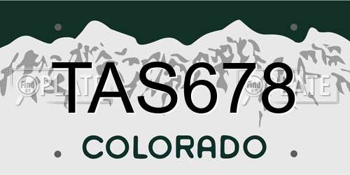 TAS678 Colorado License Plate