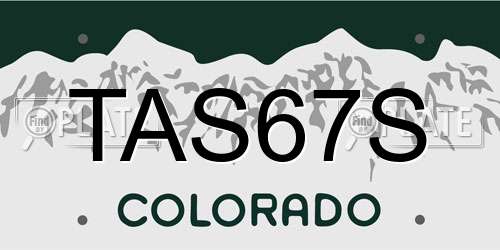 TAS67S Colorado License Plate
