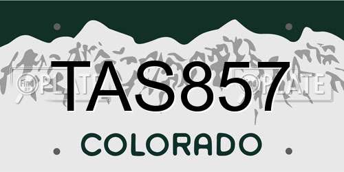 TAS857 Colorado License Plate