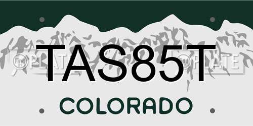 TAS85T Colorado License Plate