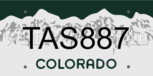 TAS887 Colorado License Plate