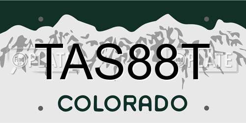 TAS88T Colorado License Plate