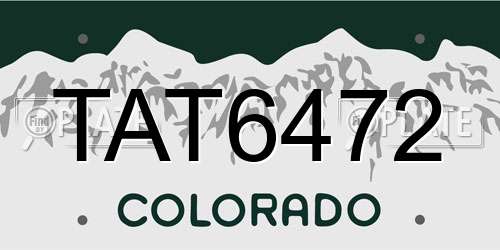 TAT6472 Colorado License Plate