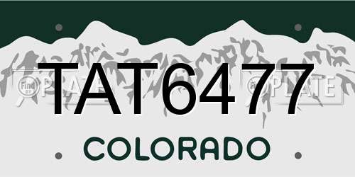 TAT6477 Colorado License Plate