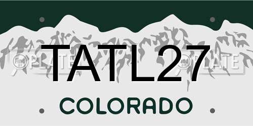 TATL27 Colorado License Plate