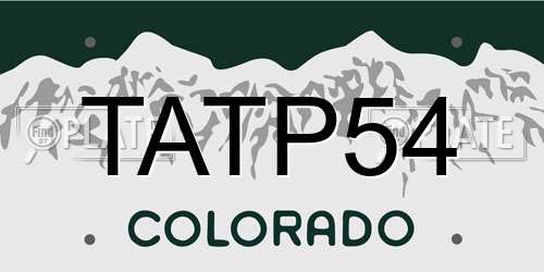 TATP54 Colorado License Plate