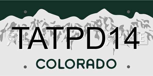 TATPD14 Colorado License Plate
