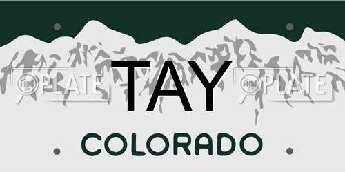 TAY Colorado License Plate