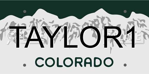 TAYLOR1 Colorado License Plate
