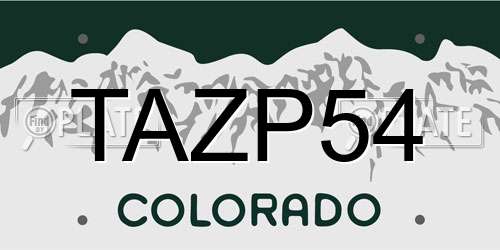 TAZP54 Colorado License Plate