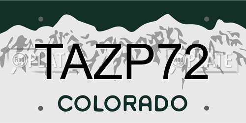 TAZP72 Colorado License Plate