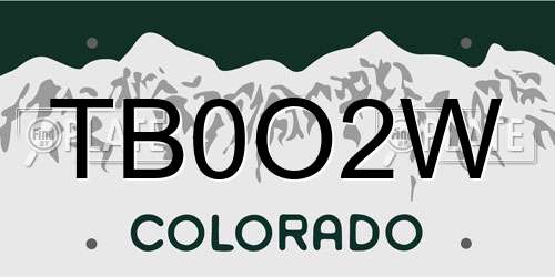TB0O2W Colorado License Plate