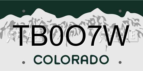 TB0O7W Colorado License Plate