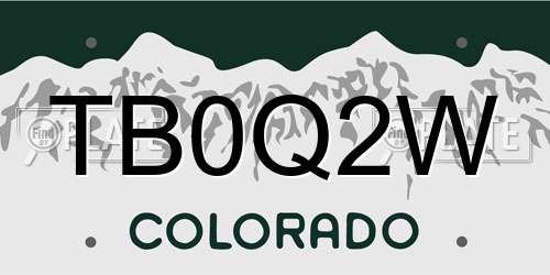 TB0Q2W Colorado License Plate