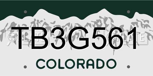 TB3G561 Colorado License Plate
