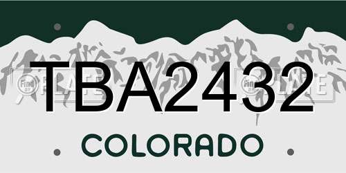 TBA2432 Colorado License Plate