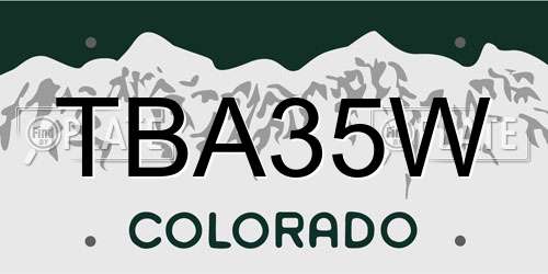 TBA35W Colorado License Plate