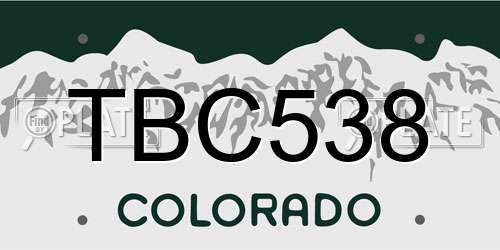 TBC538 Colorado License Plate